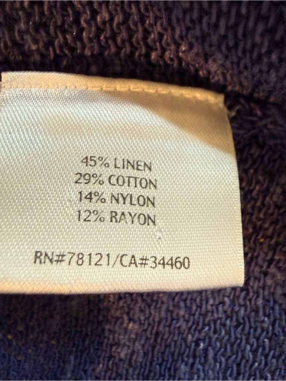 Eileen Fisher Linen Cotton Slub Knit Open Front Cardigan Blue Purple LP - Picture 6 of 6